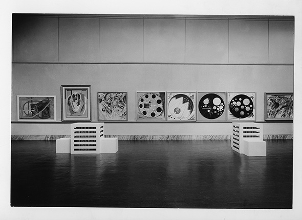 1936 the Gibbes Memorial Art Gallery (now Gibbes Museum of Art) in Charleston, SC hosted the first-ever showing of Solomon R. Guggenheim’s collection of non-objective art, curated by Hilla Rebay. SRG’s family owned a farm and hunting plantation at nearby Cainhoy and supported the Gibbes. A second exhibition followed at the Gibbes in 1938.